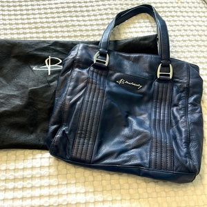 B Makowsky Leather Tote Handbag. Navy blue, very clean, used once.